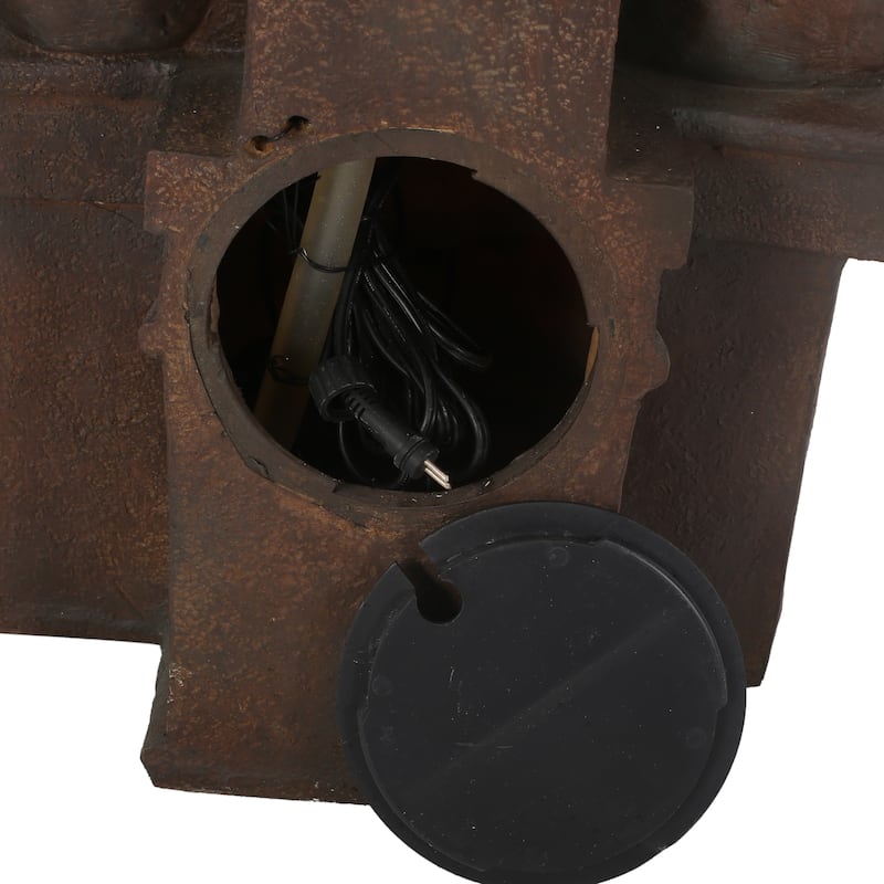 37.25" H Outdoor Fountain,Hand Crafted Floor Fountain with Light - 37.25"H