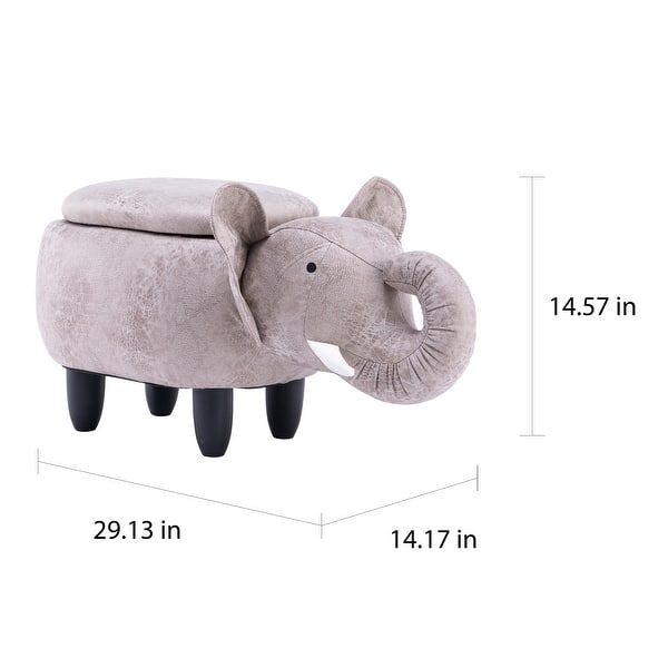 Animal Elephant Storage Upholstered Kids Ottoman