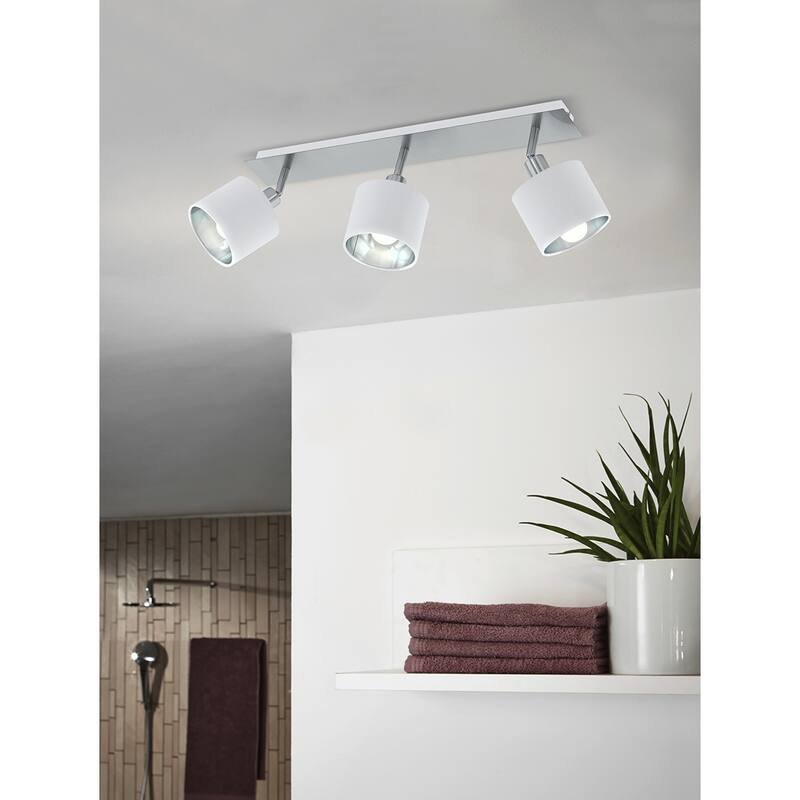 Valbiano 3-Light Fixed Track Light - Satin Nickel and White