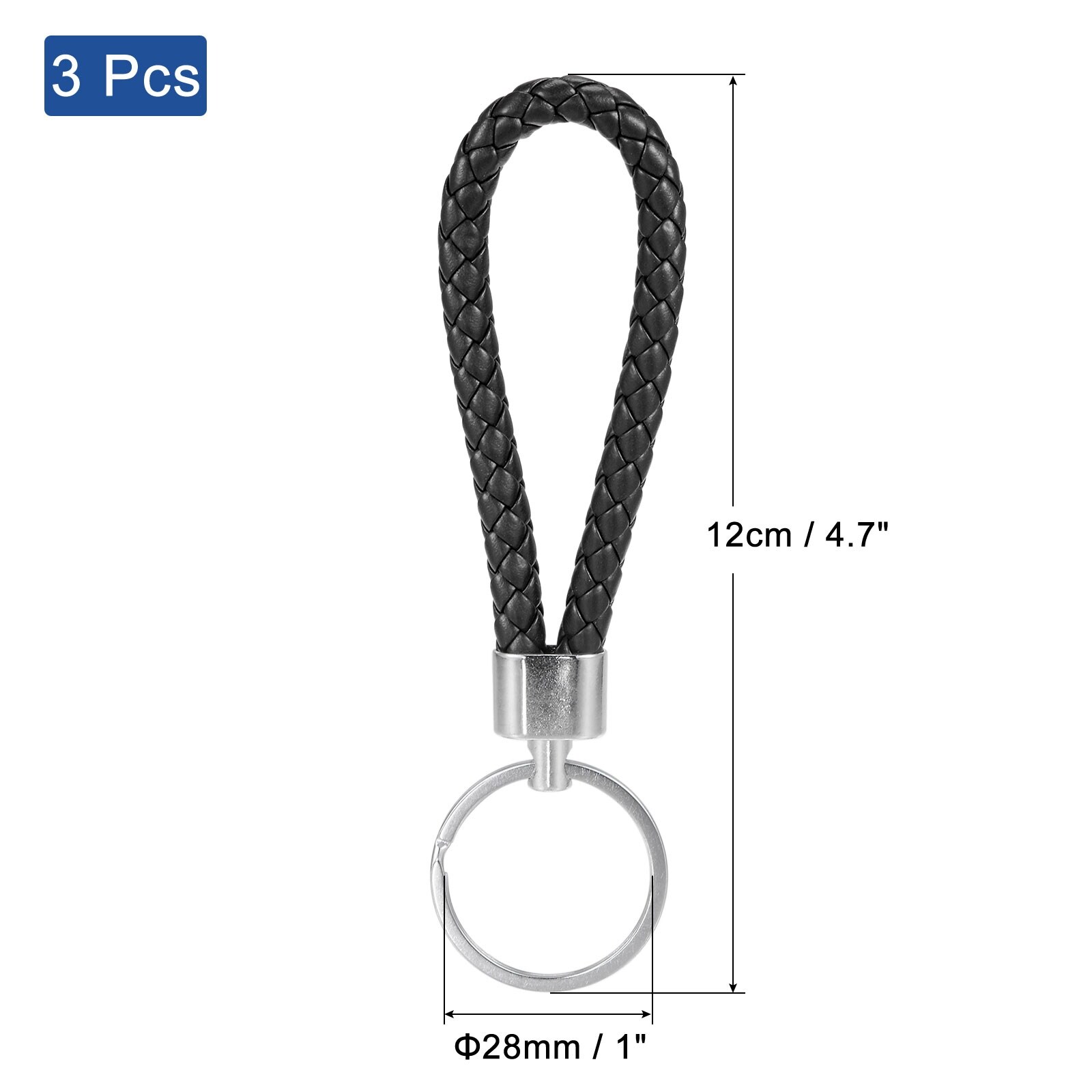 3 Pcs Keychain With Carabiner, Braided Cord Ring Carabiner For
