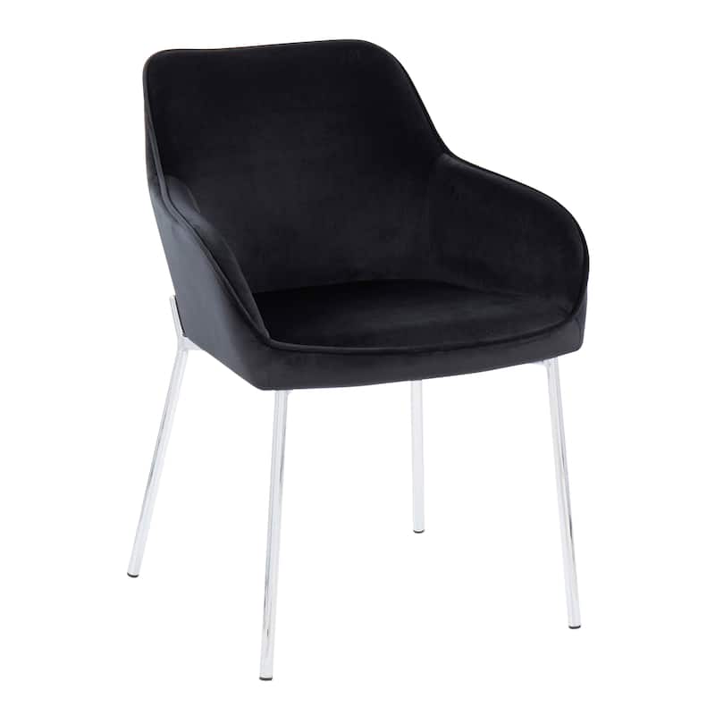 Silver Orchid Galotti Chrome Upholstered Dining Chair (Set of 2) - Black Velvet