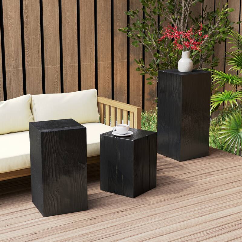 Christopher Knight Home - Blythe Outdoor Indoor Wood Look MGO Fiberglass 3 Piece End Table Set