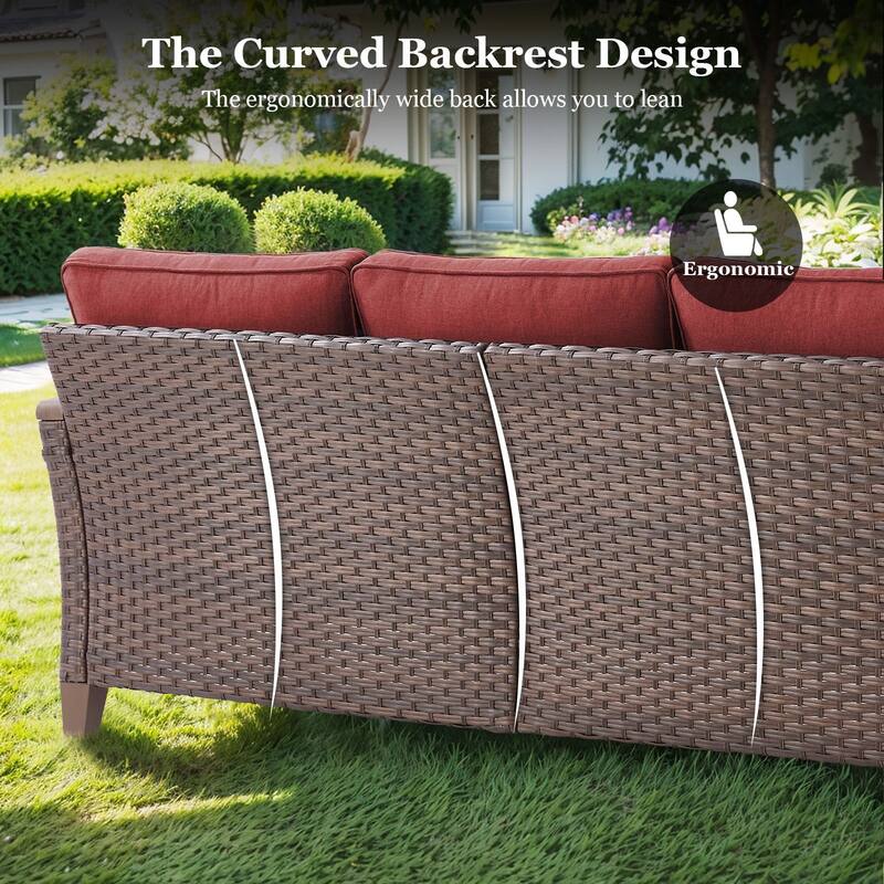 Outdoor Wicker 3 Seater Sofa with Deep Seating