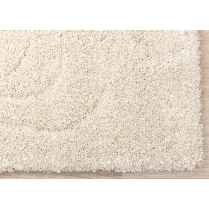 Richmond Collection - Cream Carved Swirl Super Plush Wool Area Rug