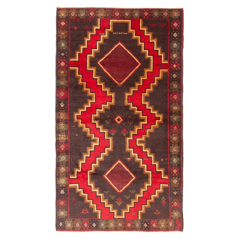 ECARPETGALLERY Hand-knotted Baluch Dark Grey Wool Rug - 3'4 x 5'10 - Dark Grey - 3'4 x 5'10