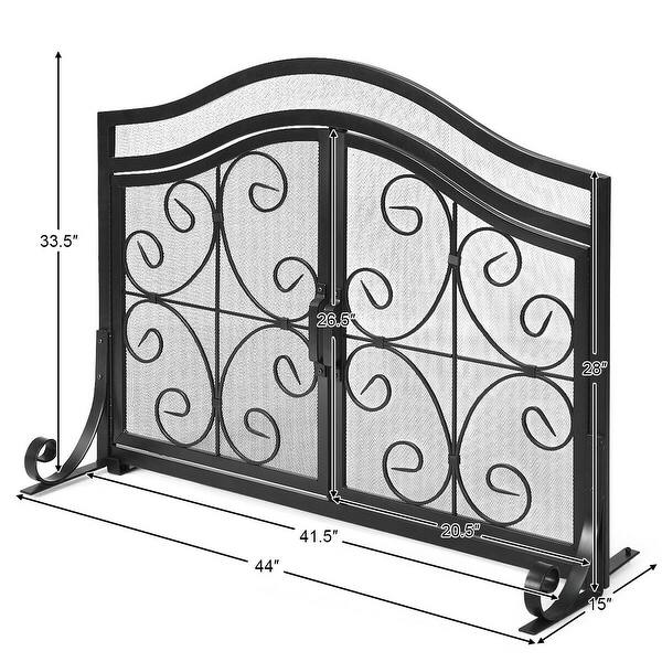 Shop Gymax Fireplace Screen With Hinged Magnetic Two Doors Flat