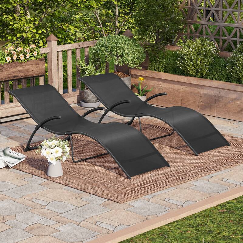 Crestlive Products Outdoor Aluminum Chaise Lounge Chair with Adjustable Backrest