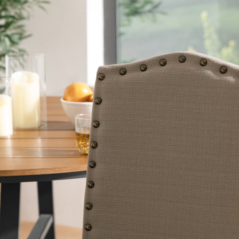 Glitzhome Modern High Back Linen Upholstered Dining Chairs with Adjustable Footpads