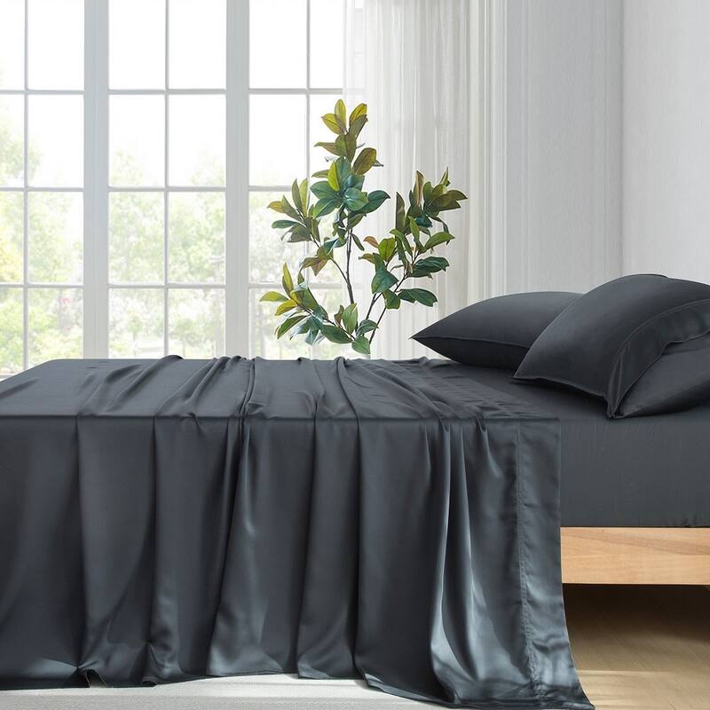 400TC Cooling Sheet Set, Sateen Weave 4 Piece Bedding with 16 Inch Deep Pocket Fitted Sheet