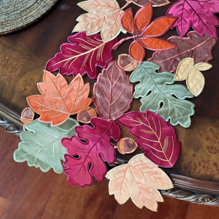 STP Goods Autumn Leaves Ornament Table Runner - 90X13"