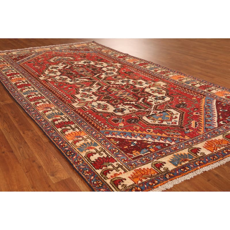 Hand Knotted Oriental 100% Wool Carpet Traditional Geometric Red Bakhtiari Area Rug - 9' 6'' X 5' 0''
