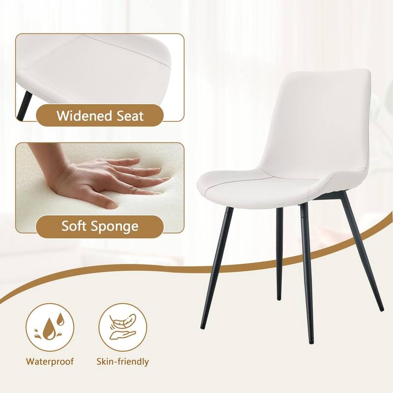 5 Piece Dining Table Set with 42 Inch Round MDF Top Glass Insert 4 PU Chairs