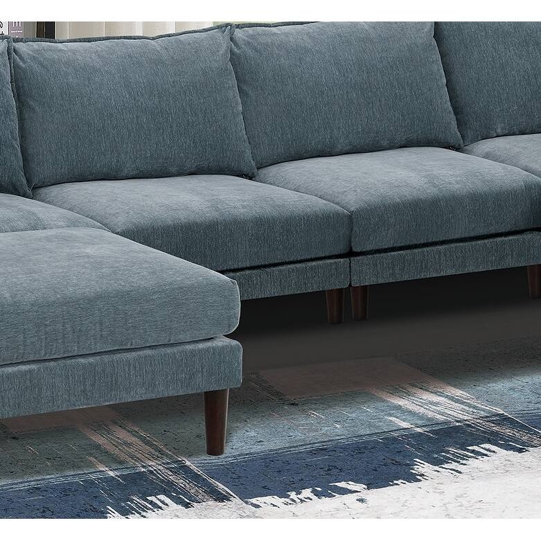 6pcs Modular Sectional Set, Grayish Fabric, U-Shaped, 120x60x31 inches