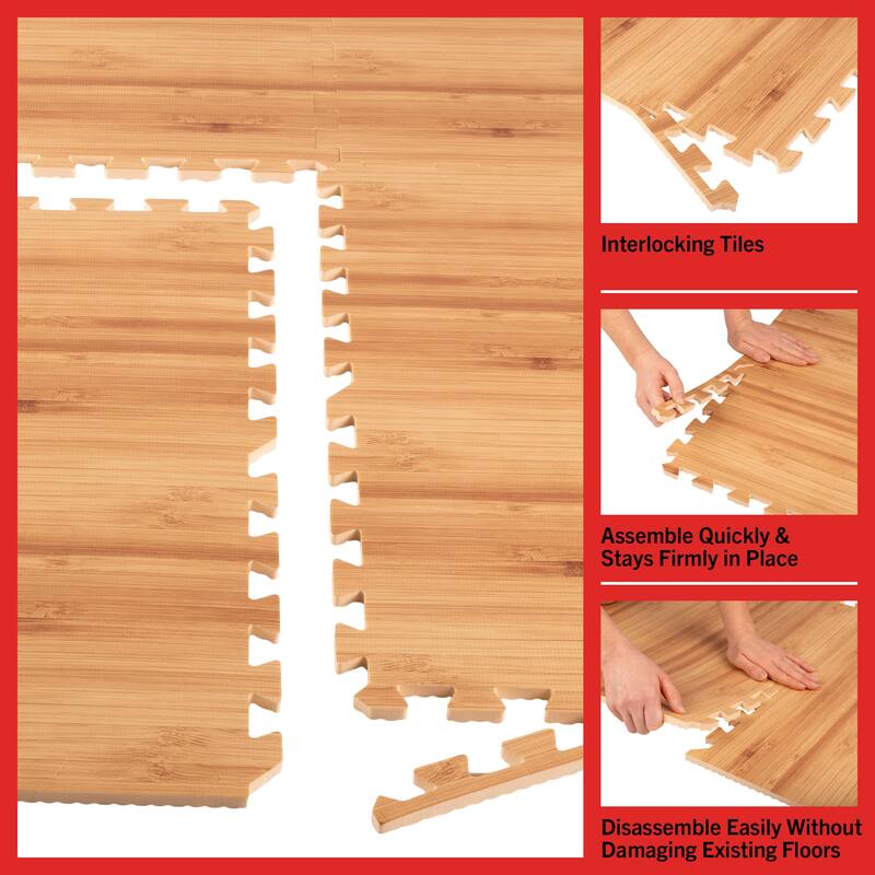 EVA Foam Floor Tiles 6-Pack - 24 SQFT Puzzle Mats - Interlocking Foam Tiles for Family Room or Gym Flooring by Stalwart