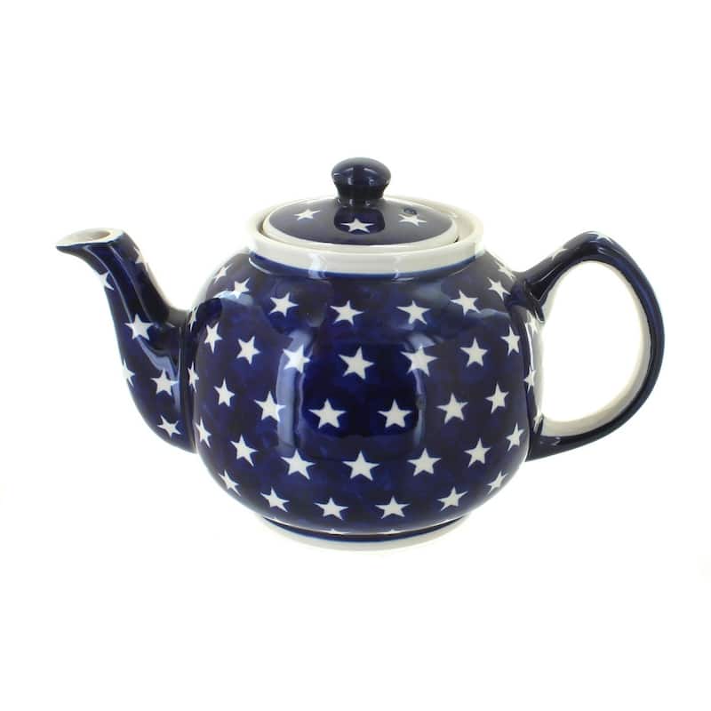 Blue Rose Polish Pottery 596 Zaklady Medium Teapot - Stars