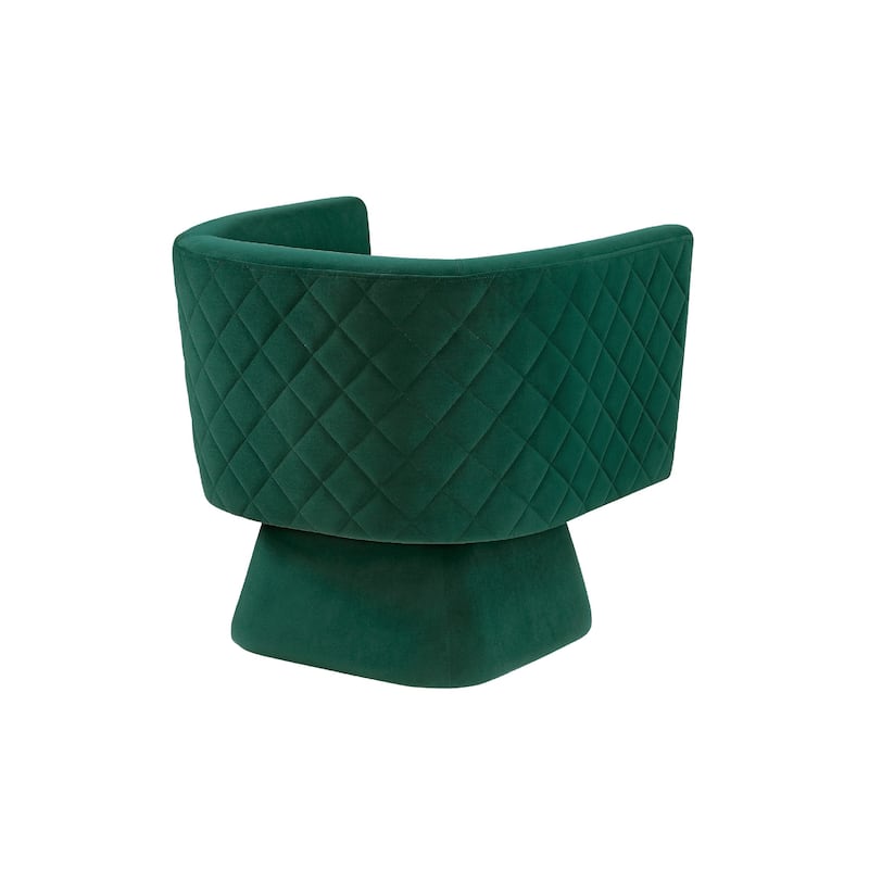 Cabe Swivel Accent Armchair, Diamond Stitch Back, Emerald Green Velvet