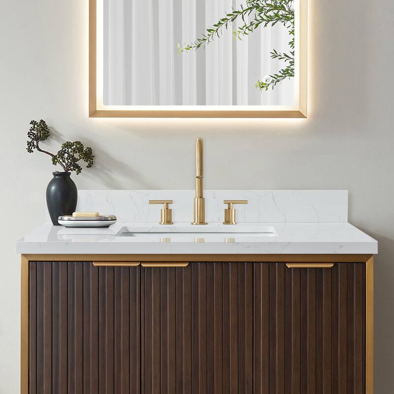 Jaen Composite Stone Vanity Top with White Rectangular Sink