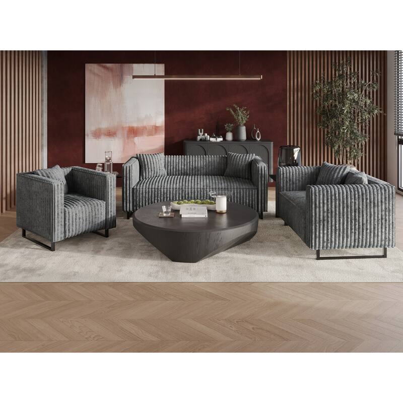 CraftPorch Mid Century Modern 3- Pieces Upholstered Living Room Set