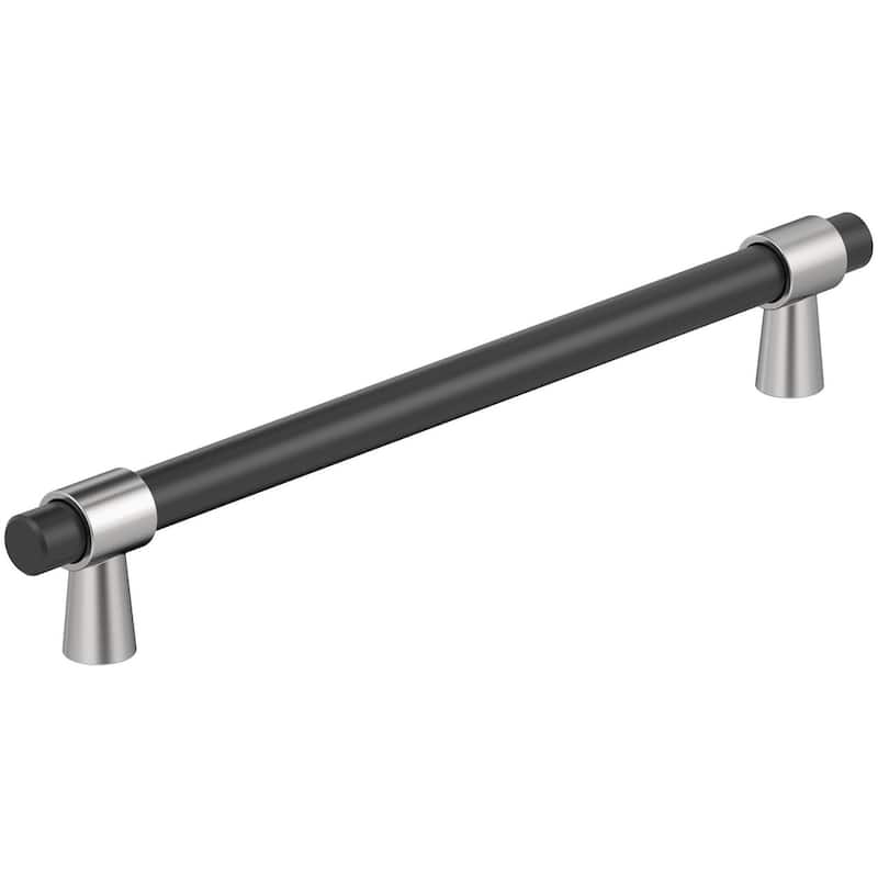 Amerock BP36982 Mergence 12" Center to Center Bar Cabinet Pull - Matte Black / Polished Chrome