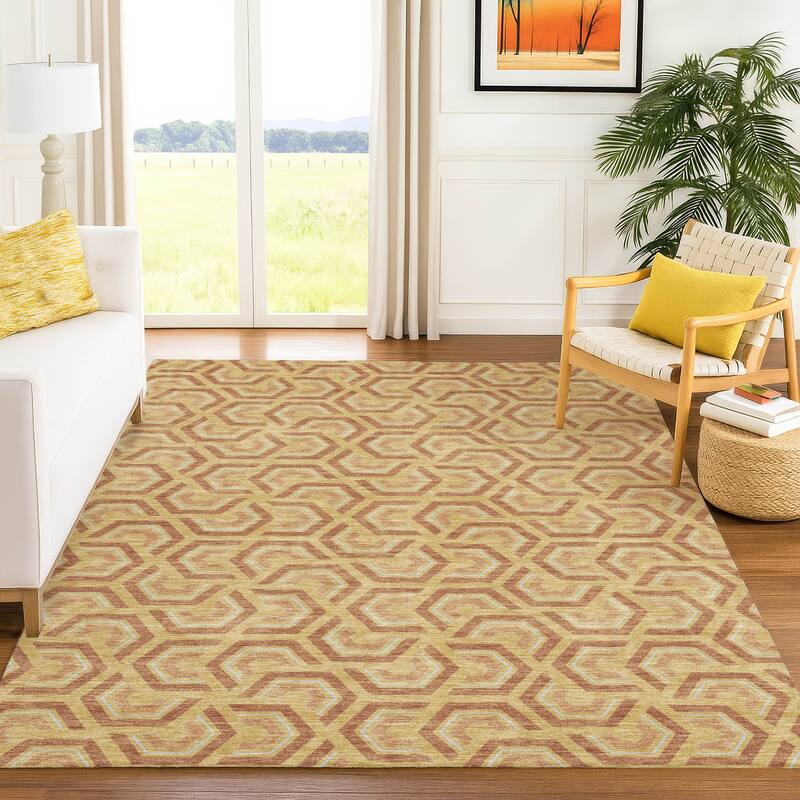 Machine Washable Indoor/ Outdoor Modern Zoa Chantille Rug