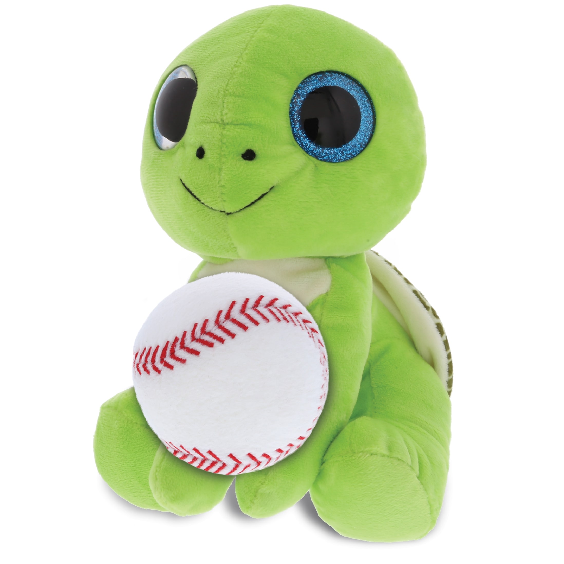 DolliBu Large Green Sea Turtle Stuffed Animal with Baseball Plush 6 inches Polyester