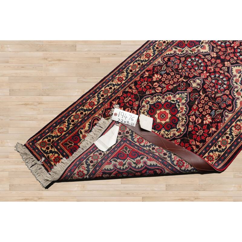 2'2''x8'11'' Runner Hand Knotted Wool Navy Jozan Sarouk 300 KPSI Rug - 2' 2'' x 8' 11''