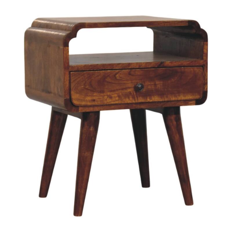 HomeRoots 22" Chestnut Solid Wood Oval One Drawer Nightstand