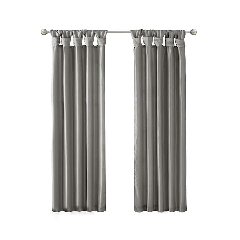 Twist Tab Lined Window Curtain Panel Charcoal 50x108"