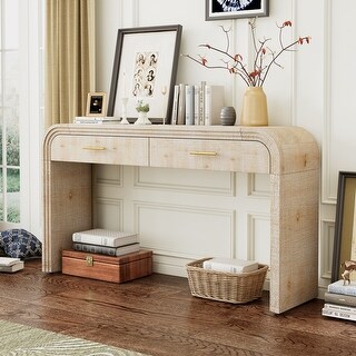 Retro Silhouette Console Table with Open Style,Two Top Drawers for ...