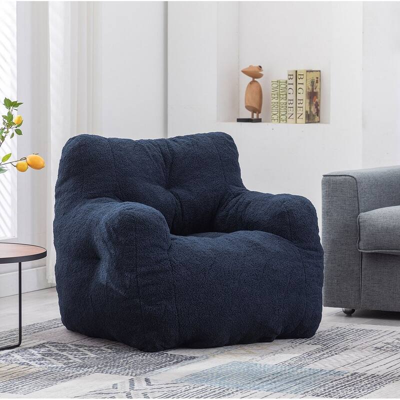 Soft Teddy Cloth Bean Bag Chair Tufted Foam Filling