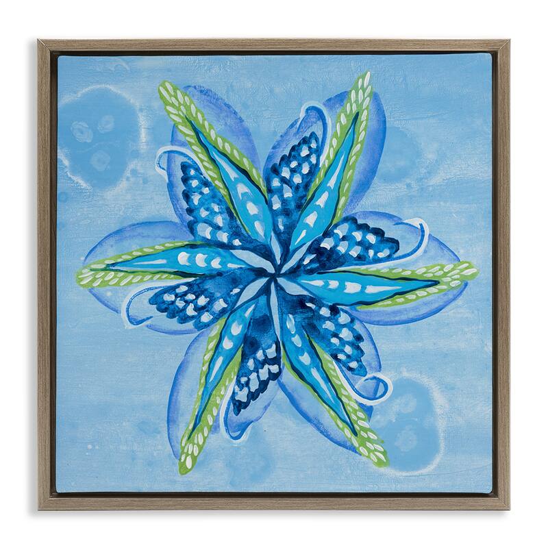Stupell Star Shaped Abstract Flower Framed Floater Canvas Wall Art Design By Liz Jardine - 18 x 18 - Brown