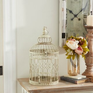 Cream Iron Vintage Birdcage (Set of 2) - 10 x 10 x