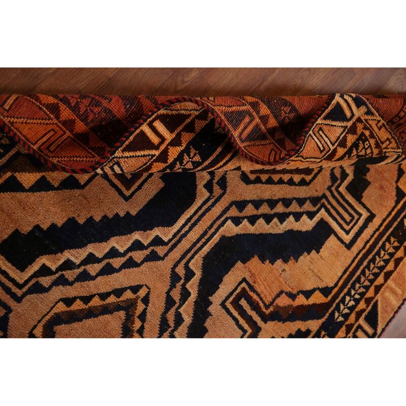 Qashqai Persian Vintage Runner Rug Hand-knotted Wool Carpet - 3'10"x 9'0"