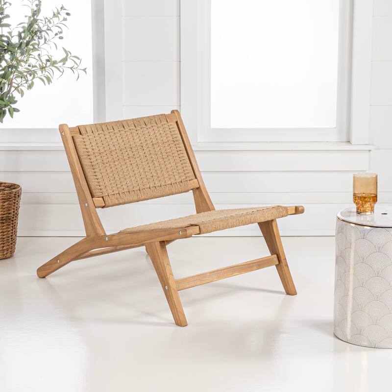 Hartley Mid-Century Modern Woven Seagrass Wood Armless Lounge Chair, Natural by JONATHAN Y