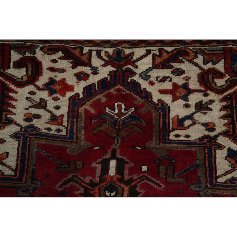 Hand Knotted Oriental 100% Wool Carpet Traditional Medallion Red Heriz Area Rug - 10' 6'' X 6' 11''