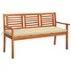 preview thumbnail 1 of 4, 59.1 inch 3-Seater Patio Bench, Solid Eucalyptus Wood Bench with Cushion, Sturdy and Stable, Patio Living Space Bench Cream