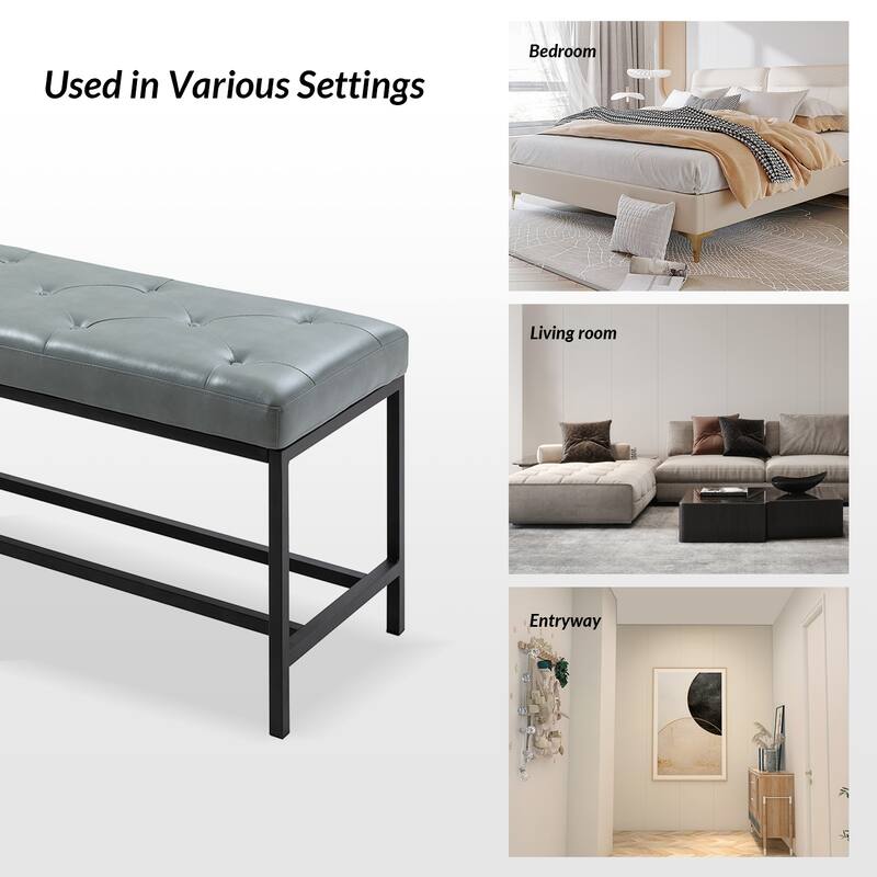 Horst 50 in.W Contemporary Upholstered Bench with Metal Legs by HULALA HOME