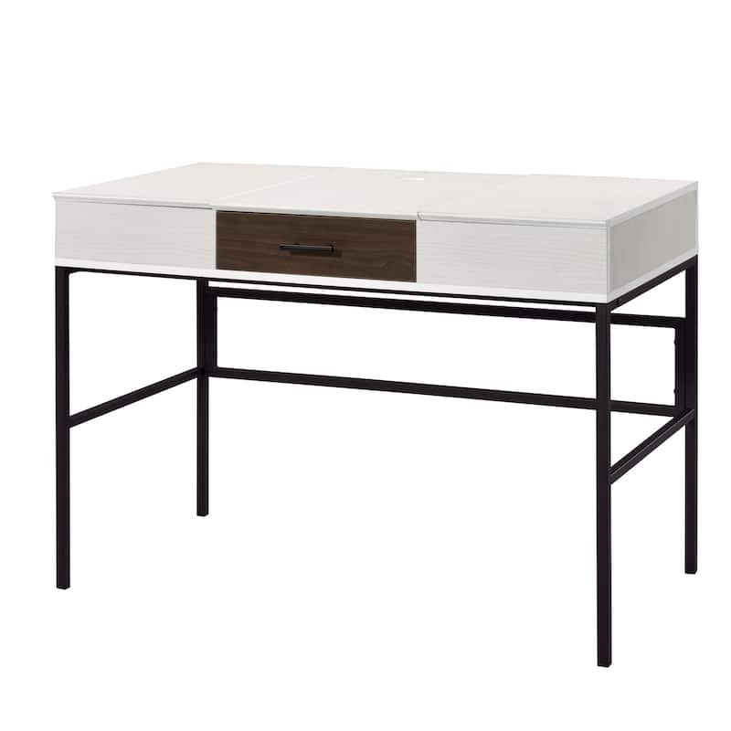 GDFStudio - Natalie Industrial Writing Desk with USB Port, Storage Drawer, and Smooth Glide Design