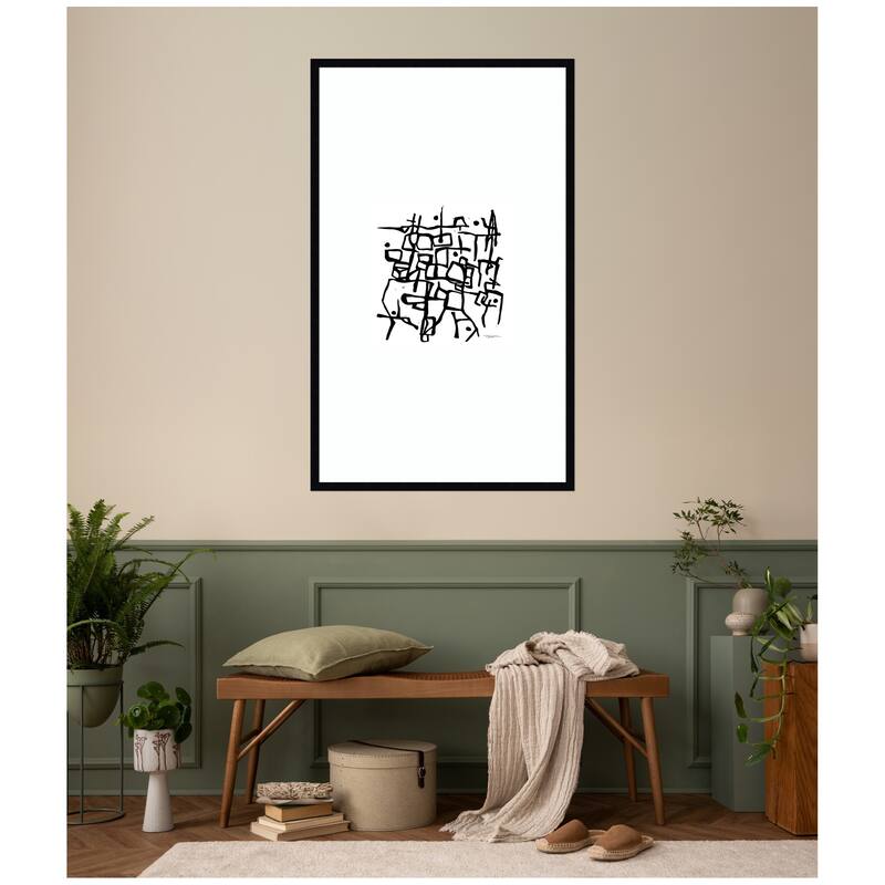 Kate and Laurel Organic Lines BW Grayscale by Statement Goods Framed Wall Art Print