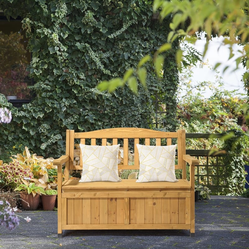 40gal Wood Outdoor Storage Bench