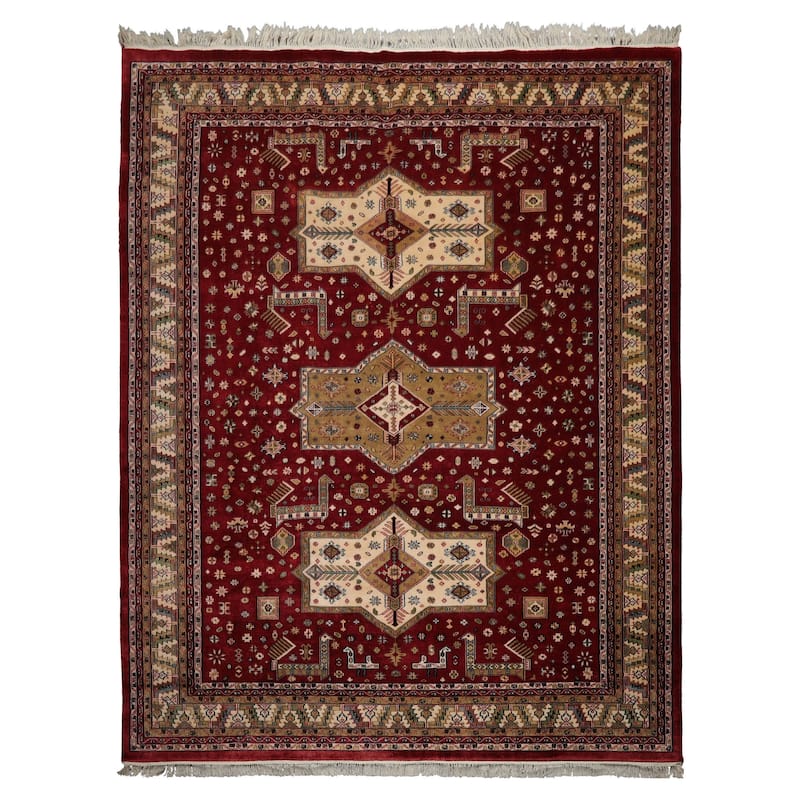 9x11'9'' Hand Knotted New Zewland Wool Burgundy Silky Sheen Area Rug - 9' x 11' 9'' - 9'  x 11' 9''