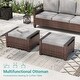 preview thumbnail 28 of 27, Bonosuki 3 Pieces Patio Sofa with Ottomans, All-Weather PE Rattan Wicker Sofa Small Patio Conversation Couch with Cushion, Brown