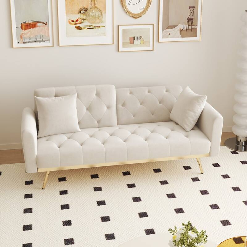 68.30" Velvet double sofa bed in five stylish colors