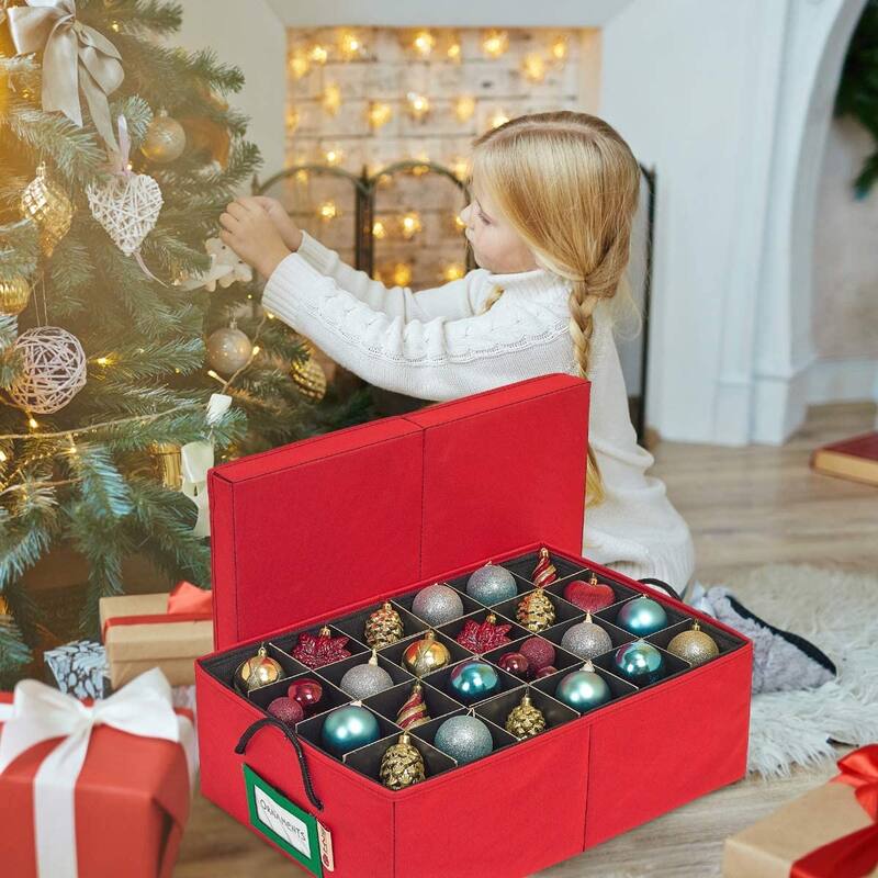 HOLDN’ STORAGE Underbed Christmas Ornament Storage Container Box with Dividers
