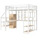 preview thumbnail 22 of 34, Full Size Metal Loft Bed with Small Wardrobe, L-shaped Built-in Desk, Storage Shelves & Storage Staircase, No Box Spring Needed