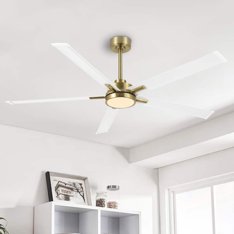 MLiAN 60 In. 5 Aluminium Blades Indoor LED Ceiling Fan with Remote, Smart Ceiling Fan - 60" - Gold/ White