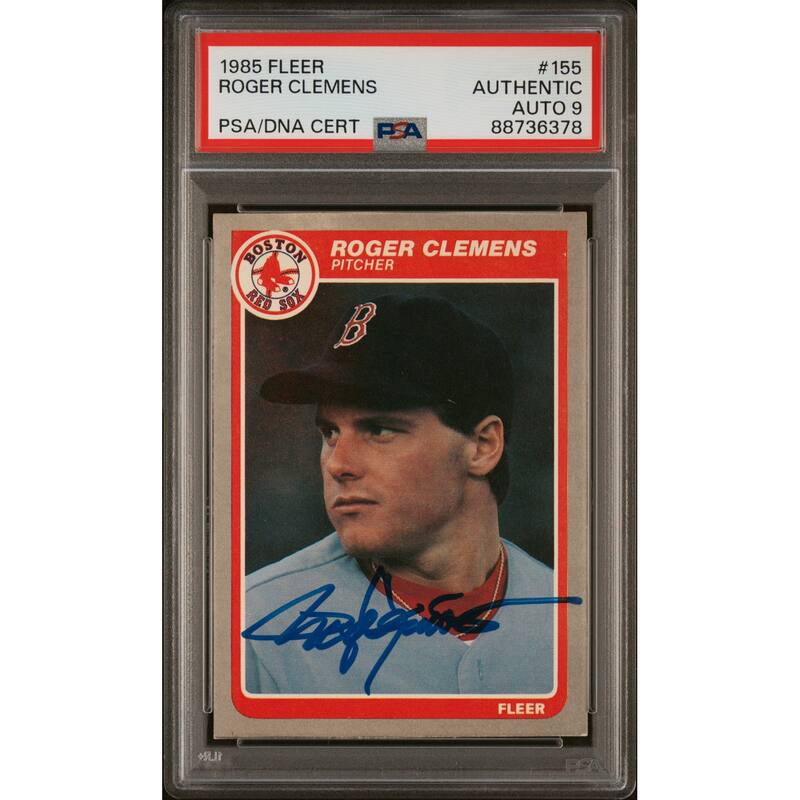 Roger Clemens 1985 Fleer Signed Rookie Card #155 Auto Graded PSA 9 88736378 - 8'6" x 11'6"