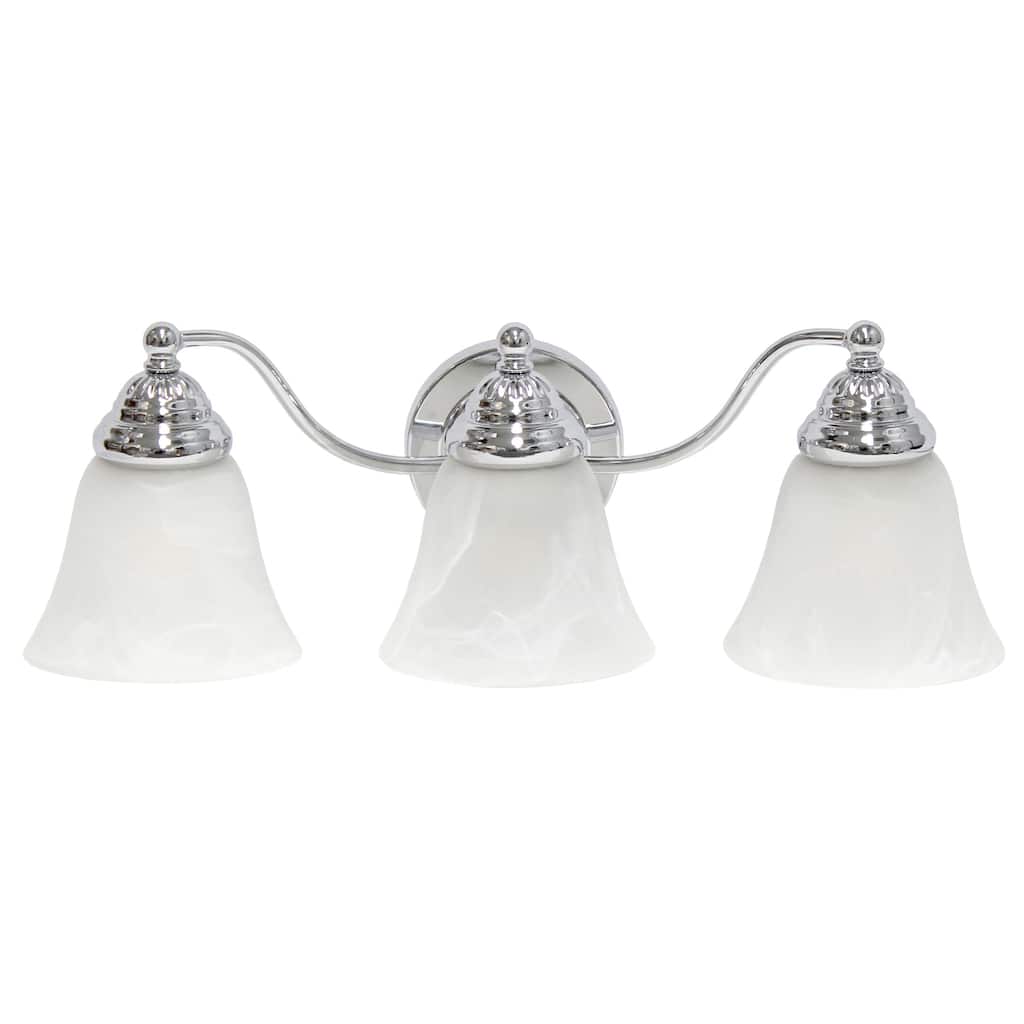 3-Light Vanity Light - Metal & Alabaster Glass - Bathroom, Hallway, Entryway Uplight - 7.5