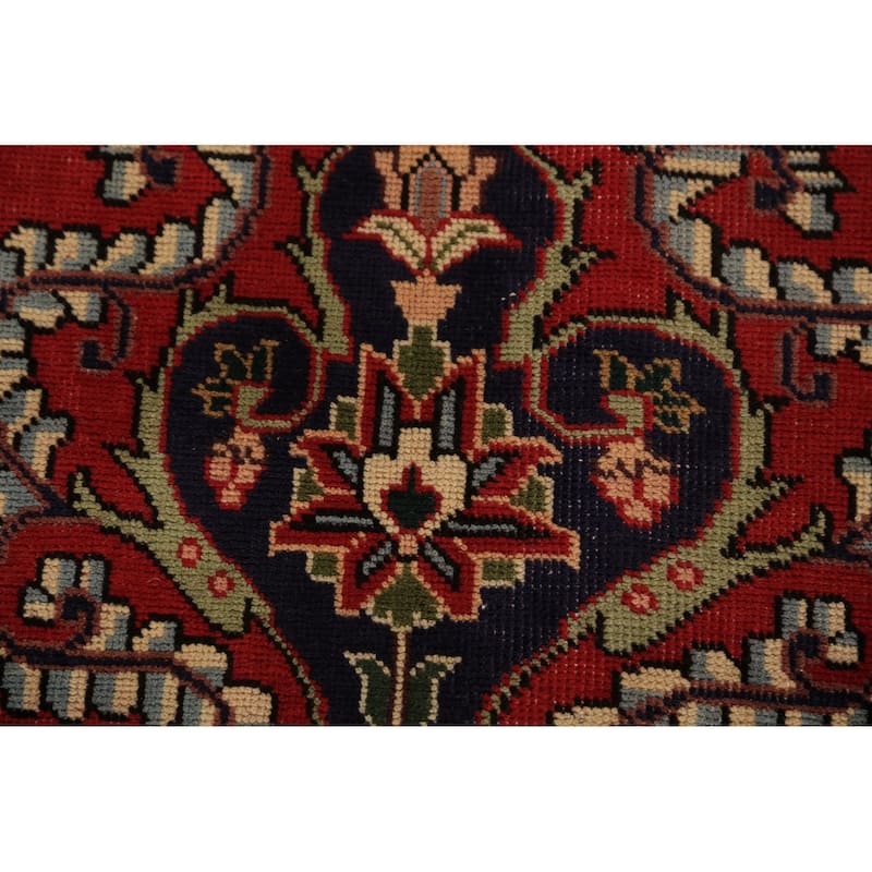 Red Medallion Tabriz Persian Vintage Area Rug Handmade Wool Carpet - 9'10" x 13'4"