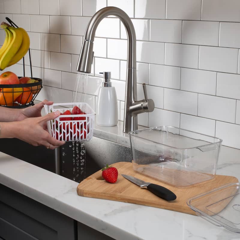 Kitchen Details Storage Container with Strainer - 9.25" x 6.1" x 3.94"